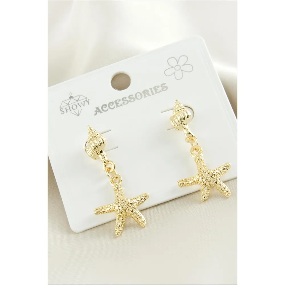 Deniz Yıldızı Metal Küpe-Gümüş Rengi