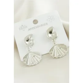 İstiridye Metal Küpe-Sarı