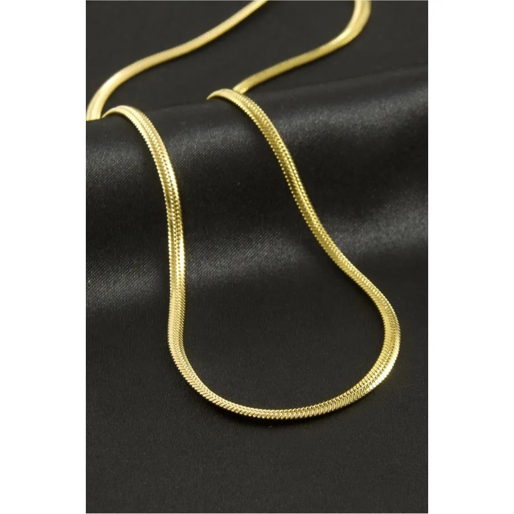 İtalyan Zincir Çelik Kolye 60 cm-Sarı