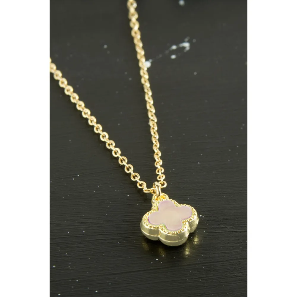 Çiçek Polyester Kolye-Pembe