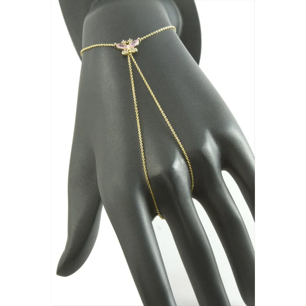 Kelebek Zirkon Taşlı Lüks Çelik Şahmeran-Sarı