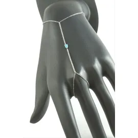 Damla Turkuaz Zirkon Taşlı Lüks Çelik Şahmeran-Gümüş Rengi