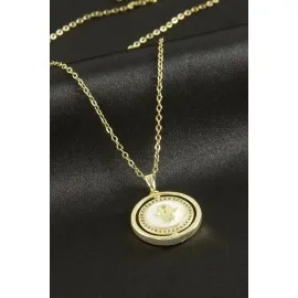 Ftm Ana Eli Lüks Çelik Kolye-Sarı