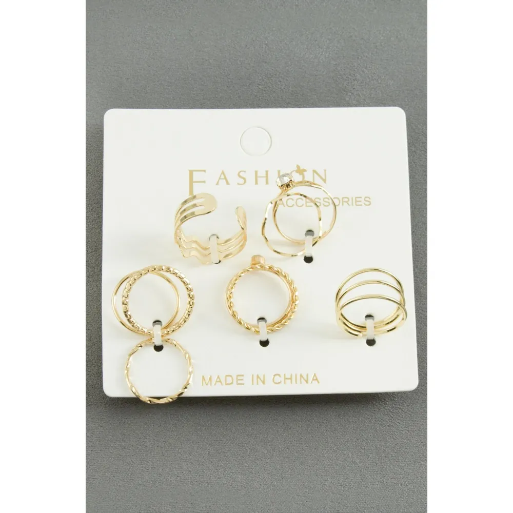 5 Adet Karışık Lüks Eklem Yüzük-Gümüş Rengi