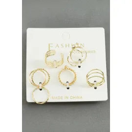 5 Adet Karışık Lüks Eklem Yüzük-Gümüş Rengi