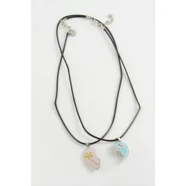 Kalp Arkadaşlık Kolyesi Çift Kolye-Siyah