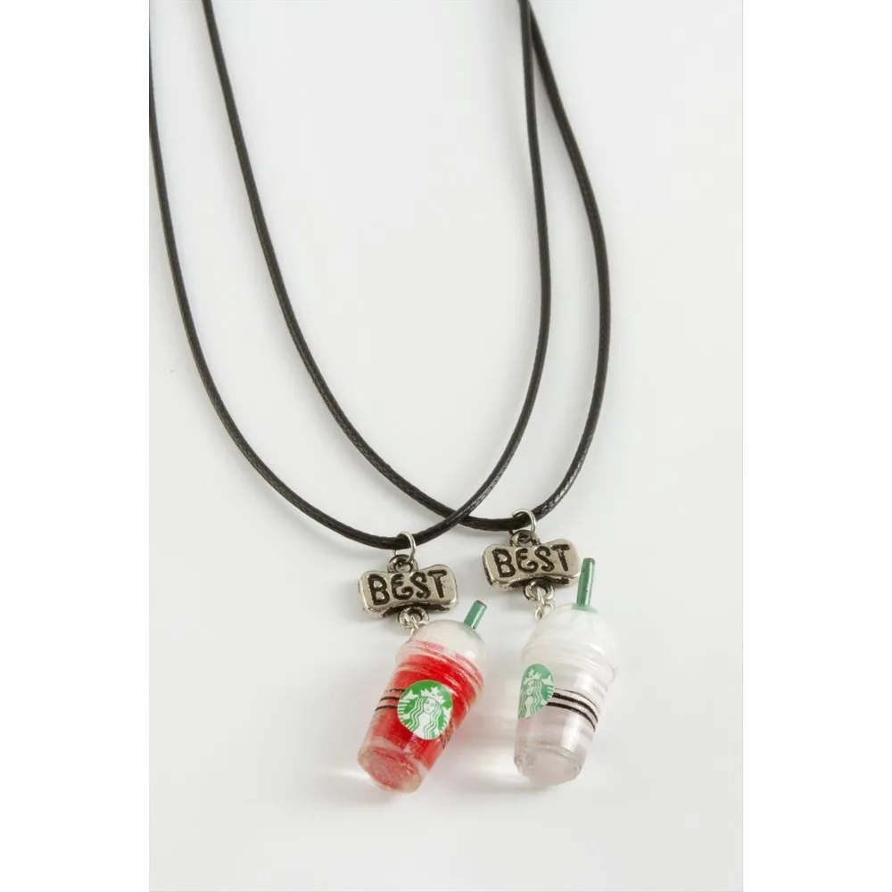 İçecek Arkadaşlık Kolyeleri Çift Kolye-Siyah