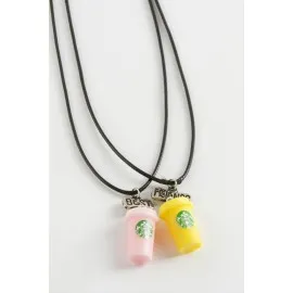 İçecek Arkadaşlık Kolyeleri Çift Kolye-Siyah