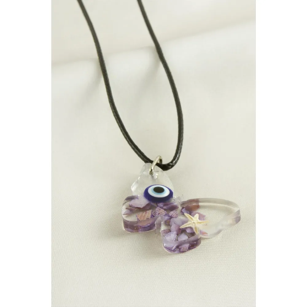 Kelebek Epoksi Kolye-Pembe