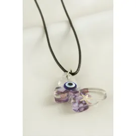 Kelebek Epoksi Kolye-Mor