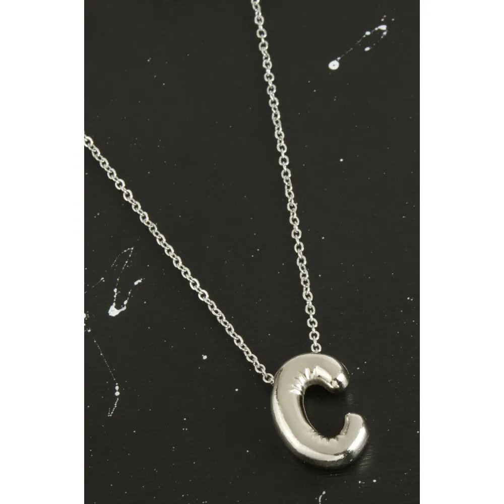 C Harfli Balon Kolye-Gümüş Rengi