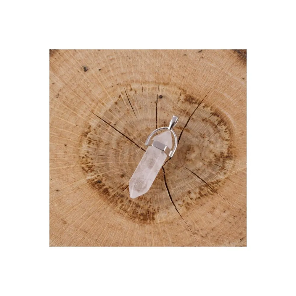 Kuvars Point Kolye Ucu-Şeffaf