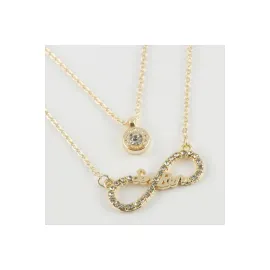 Sen Ben Yazılı Sonsuzluk Figürlü Yeni Sezon İkili Kolye-Sarı