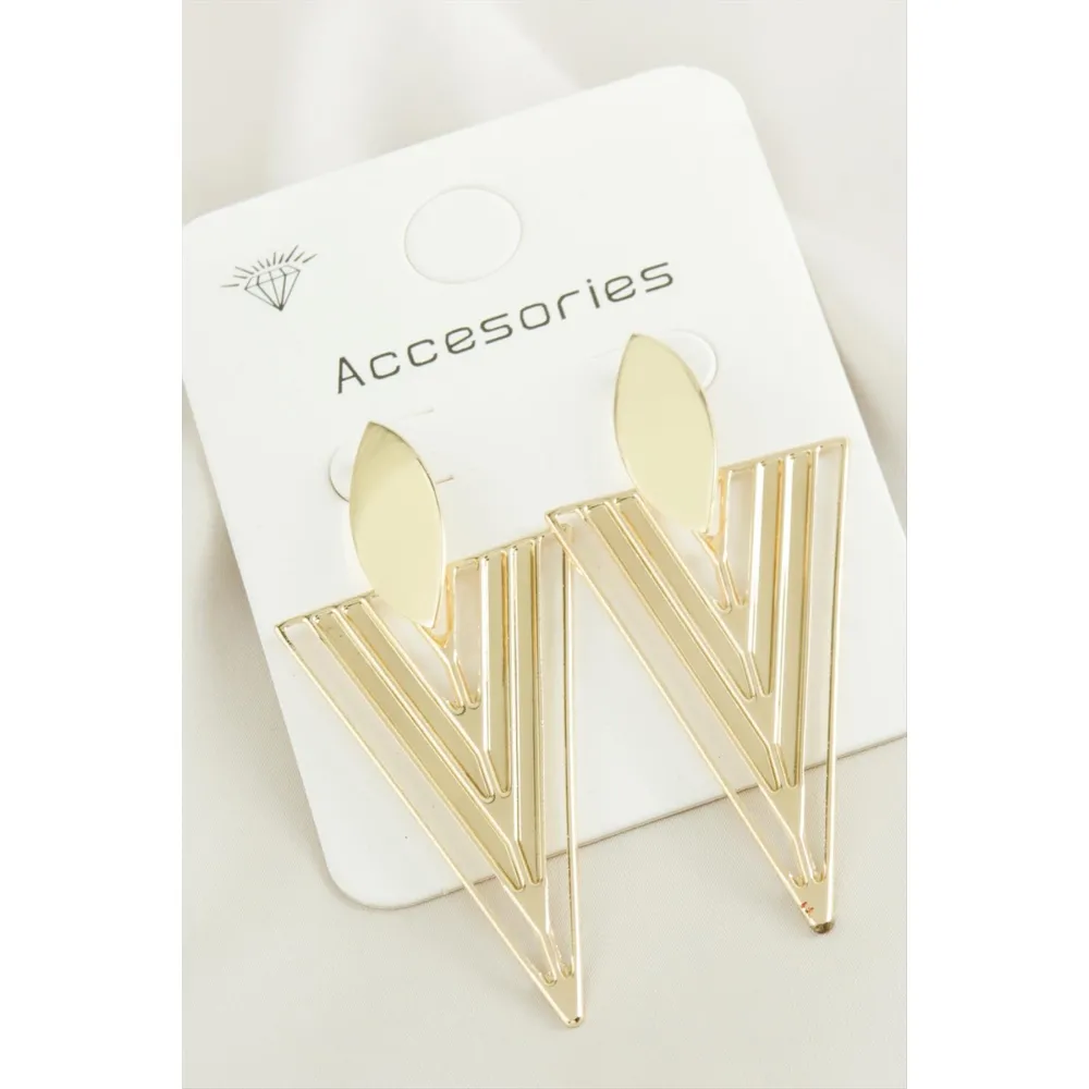 Üçgen Trend Metal Küpe-Sarı