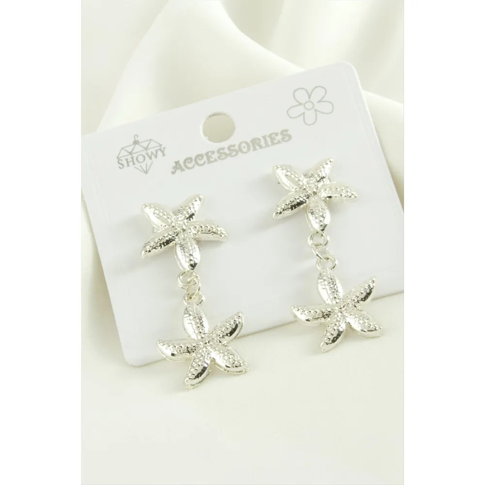 Deniz Yıldızı Trend Metal Küpe-Gümüş Rengi