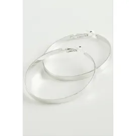 Bilezik Şekilli Trend Halka Küpe 5 cm-Gümüş Rengi