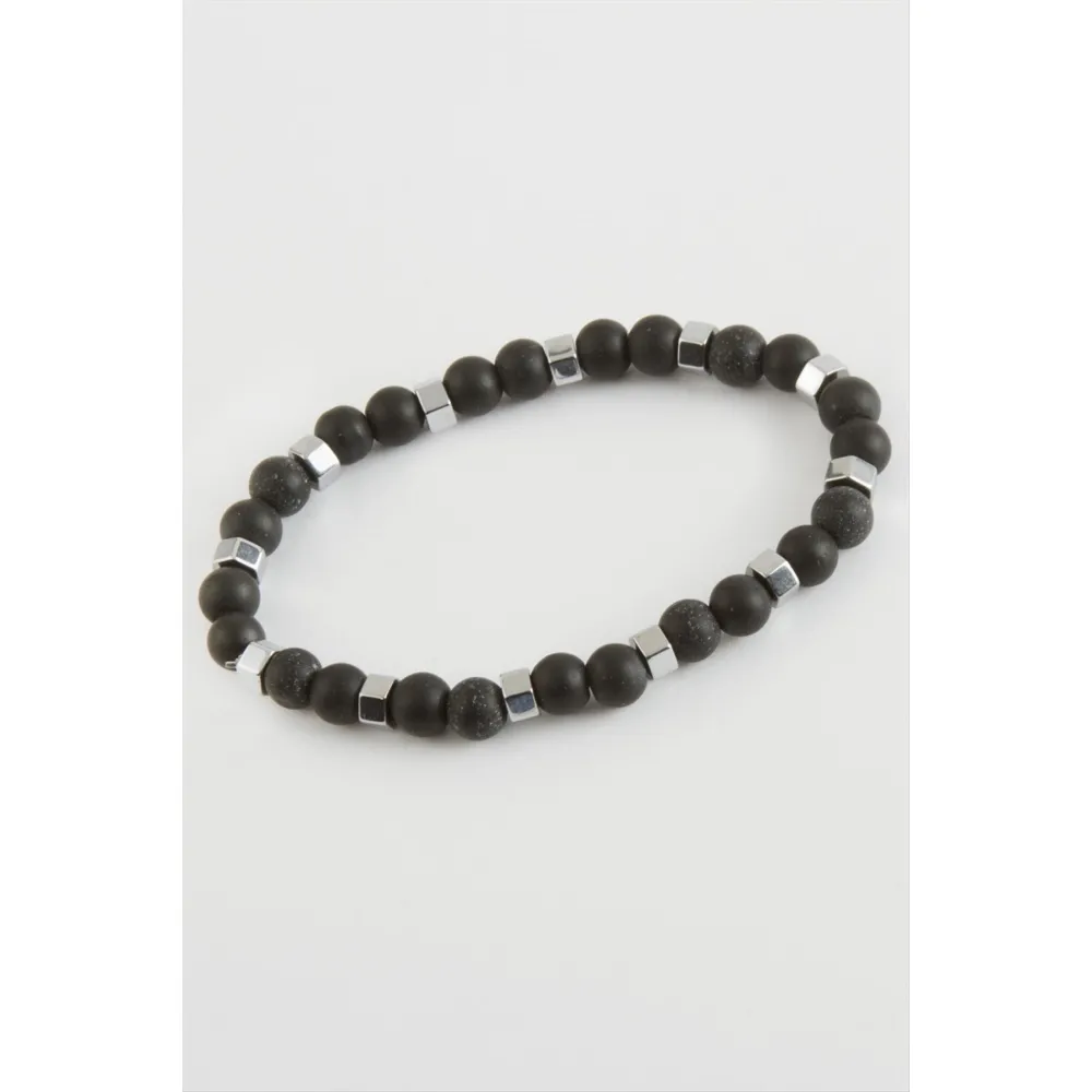 Hematit - Mat Onix Doğaltaş Bileklik-Siyah