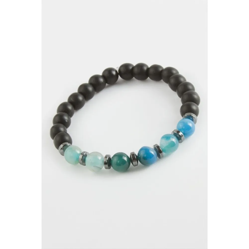 Akik Onix Doğaltaş Bileklik-Mavi