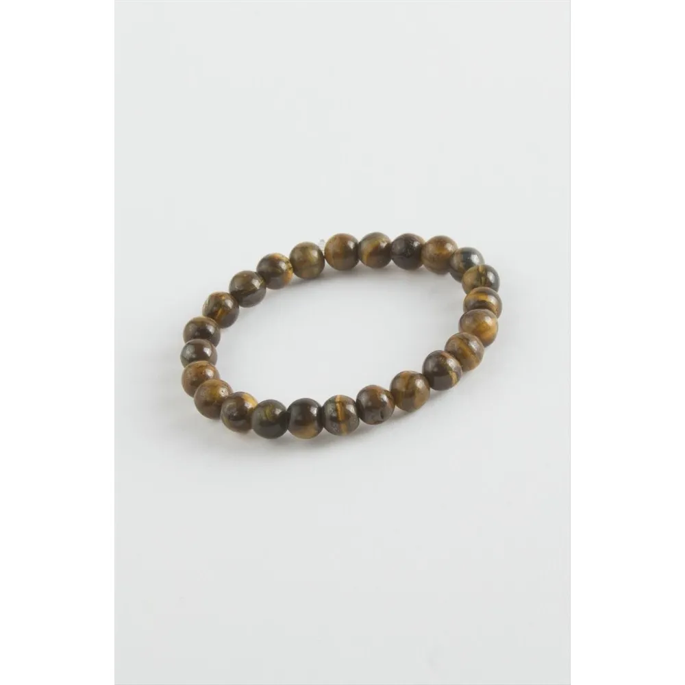 Çocuk Kaplangözü Doğaltaş Bileklik 6 Mm-Kahverengi