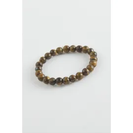 Çocuk Kaplangözü Doğaltaş Bileklik 6 mm-Kahverengi