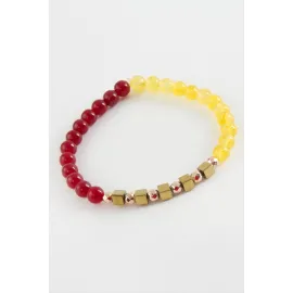 Sarı Kırmızı Doğaltaş Bileklik 6 mm-Kırmızı