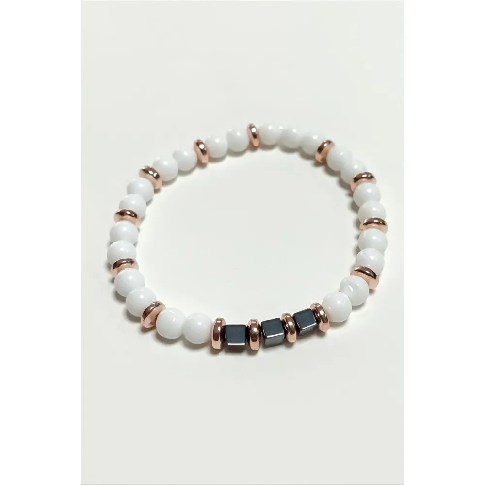 Sedef Doğaltaş Bileklik 6 Mm-Beyaz