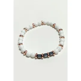 Sedef Doğaltaş Bileklik 6 mm-Beyaz