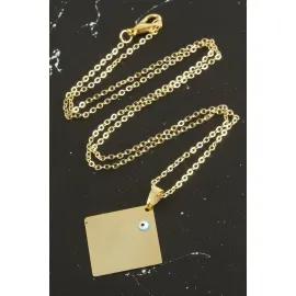 Kare İsim Yazılabilir Kolye-Sarı