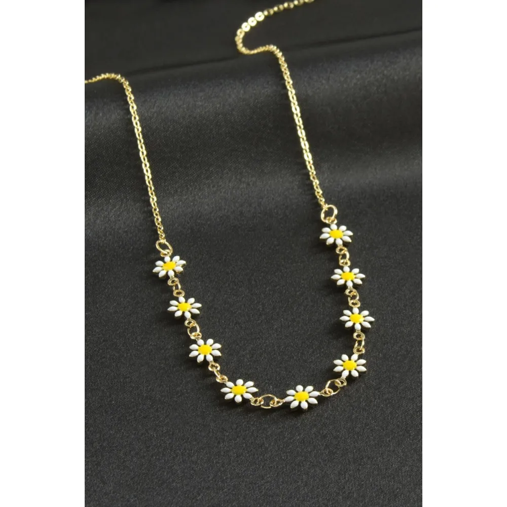 Papatya Mineli Kolye-Sarı