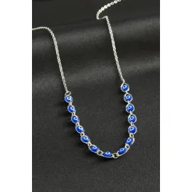 Nazarlı Mineli Kolye-Mavi