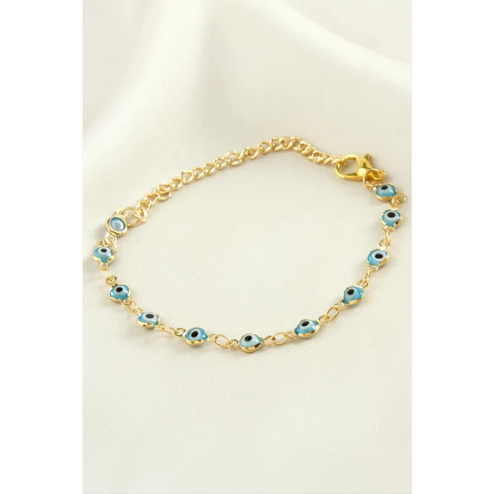 Nazar Boncuk Mineli Bileklik-Açık Mavi
