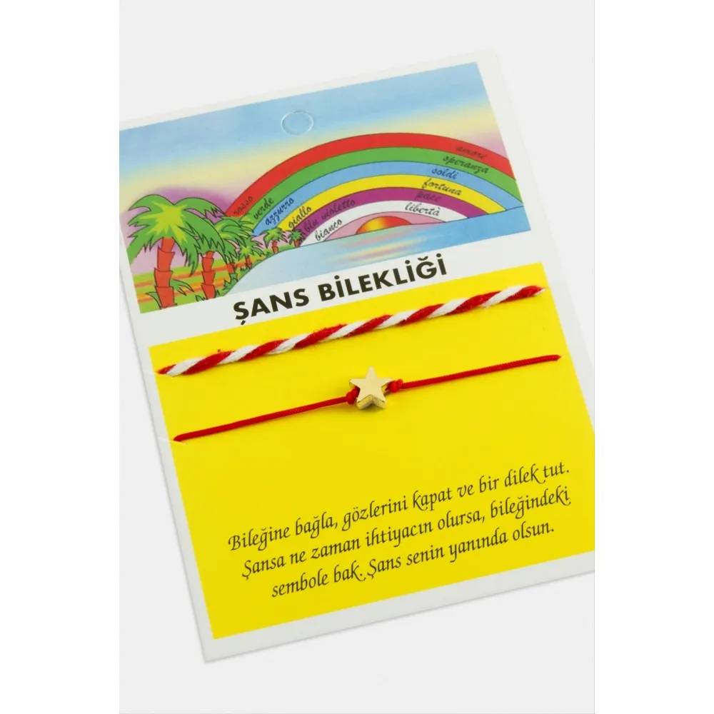 Yıldız Şans İp Bileklik-Kırmızı