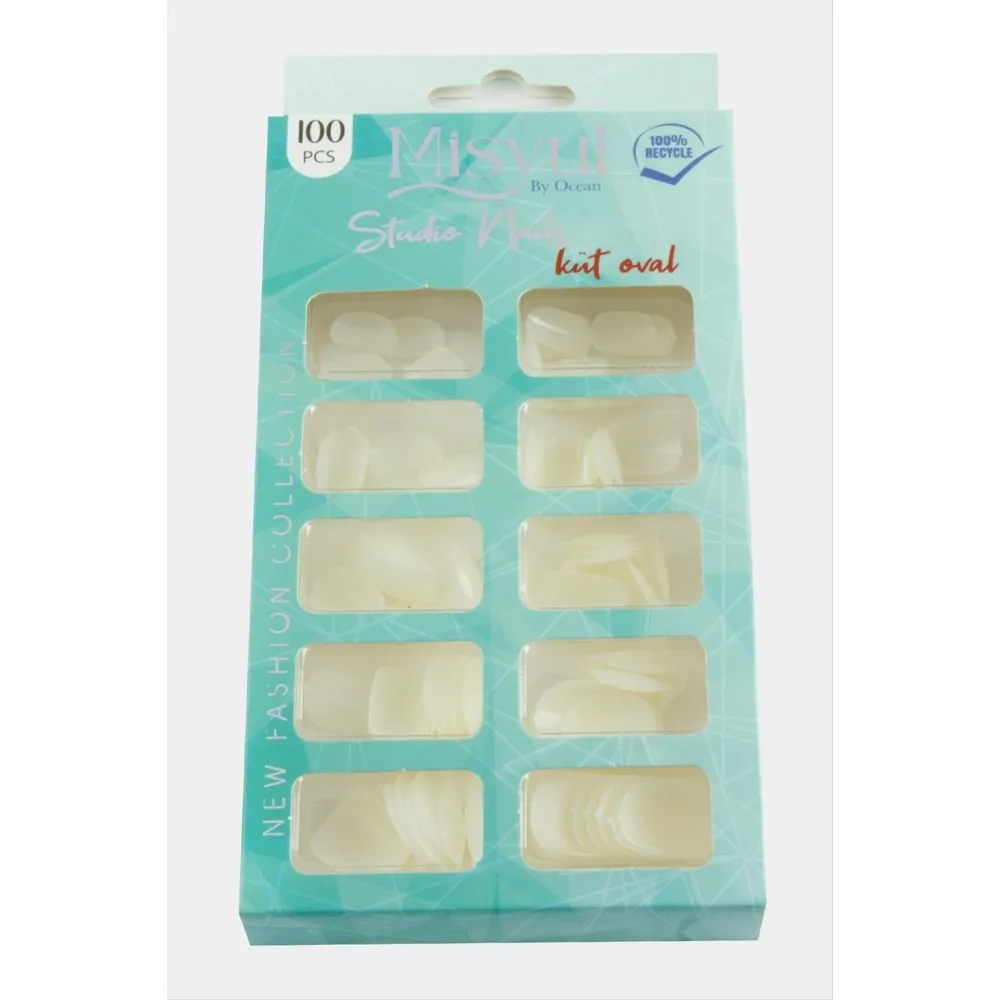 Misyul Küt Oval Takma Tırnak 100 Adet-Krem