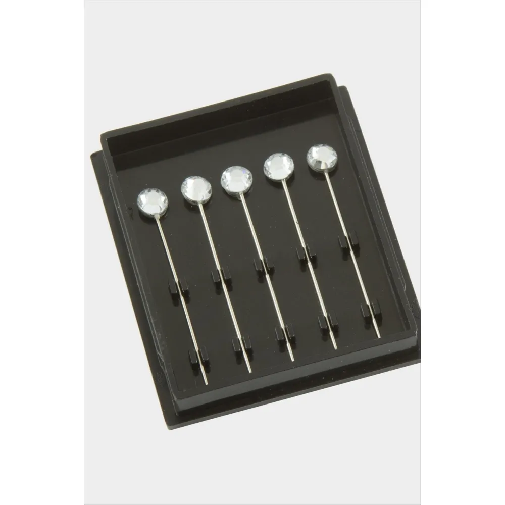 5 Adet Lüks Eşarp İğnesi-Gümüş Rengi