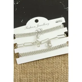 3 Adet Deniz Atı Trend Zincir Bileklik-Gümüş Rengi