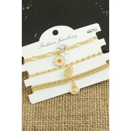 3 Adet Papatya Trend Zincir Bileklik-Sarı