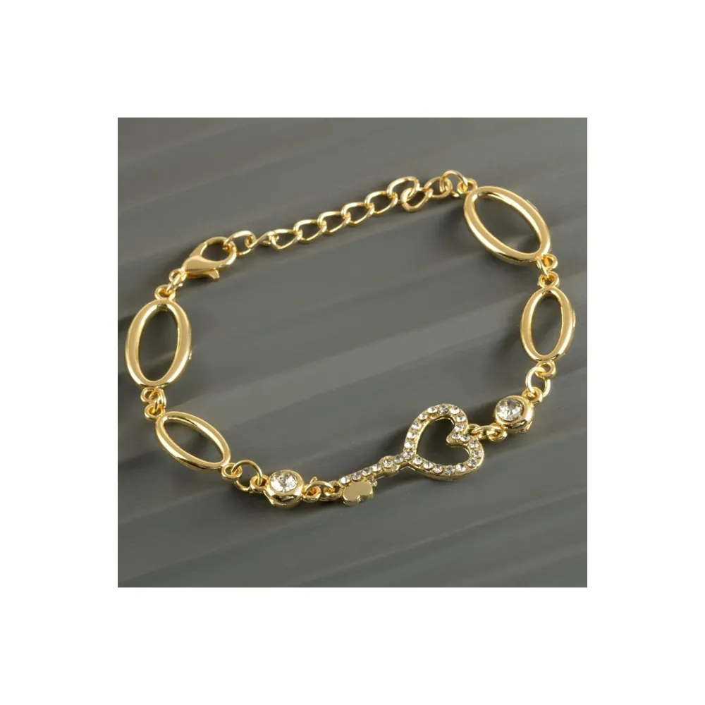 Kalp Anahtar Taşlı Trend Bileklik-Sarı