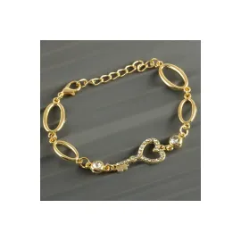 Kalp Anahtar Taşlı Trend Bileklik-Sarı