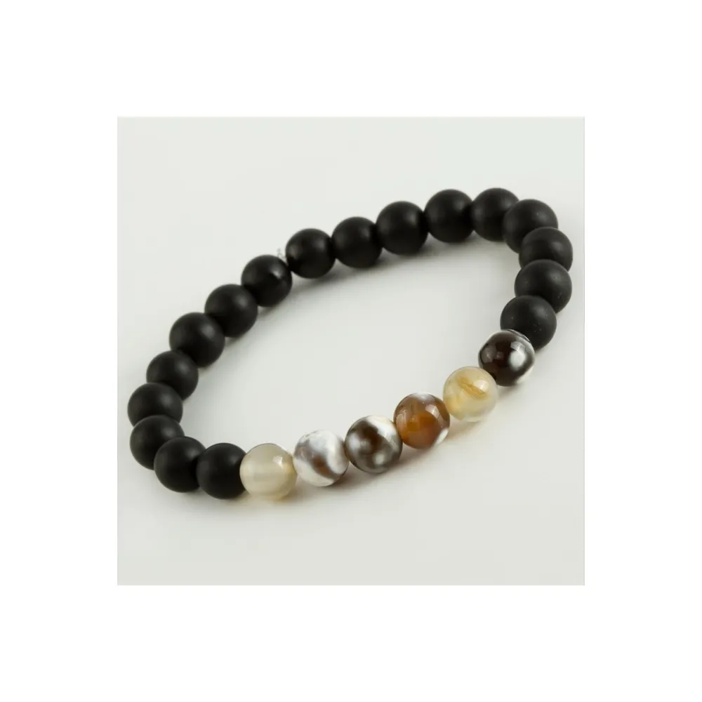 Akik - Mat Onix Doğaltaş Bileklik-Siyah