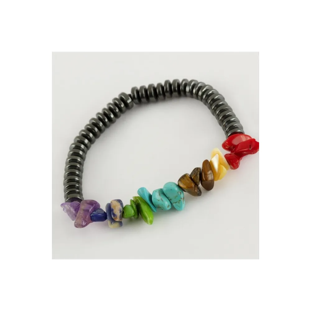 7Li Doğaltaş Çakra Bileklik-Antrasit