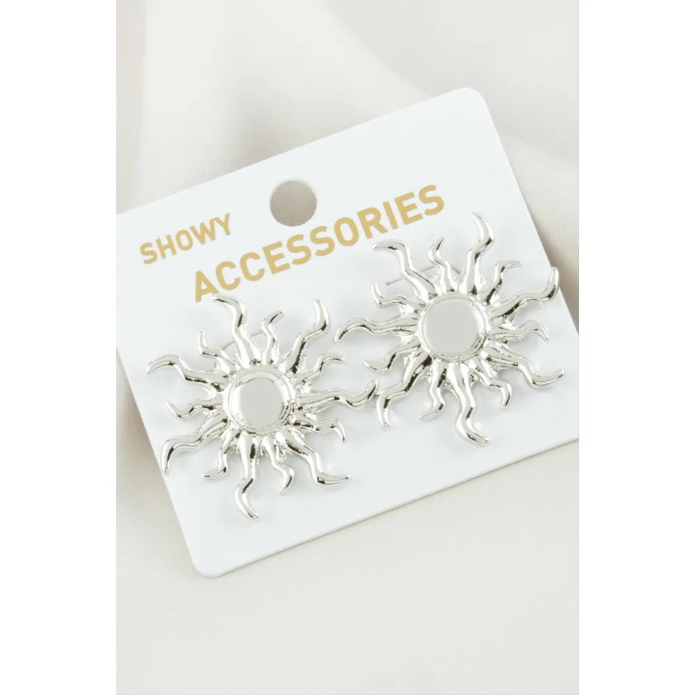 Güneş Metal Küpe-Gümüş Rengi