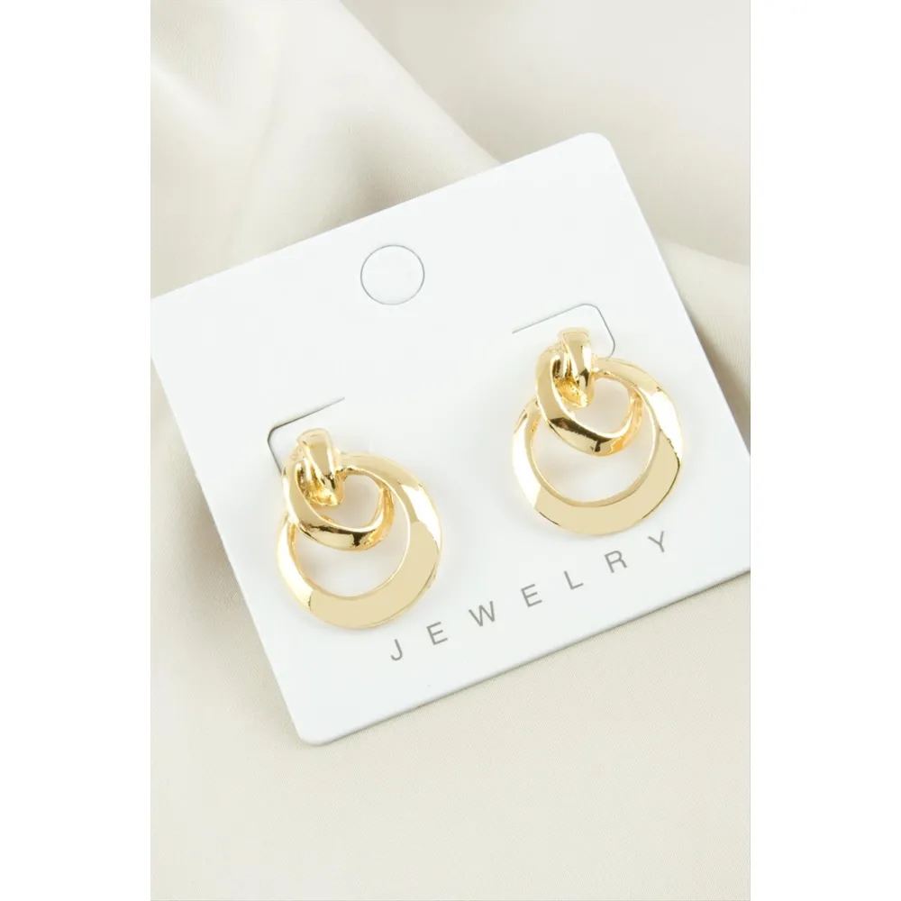 Halka Örgülü Yeni Sezon Metal Küpe-Sarı