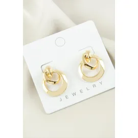 Halka Örgülü Yeni Sezon Metal Küpe-Sarı