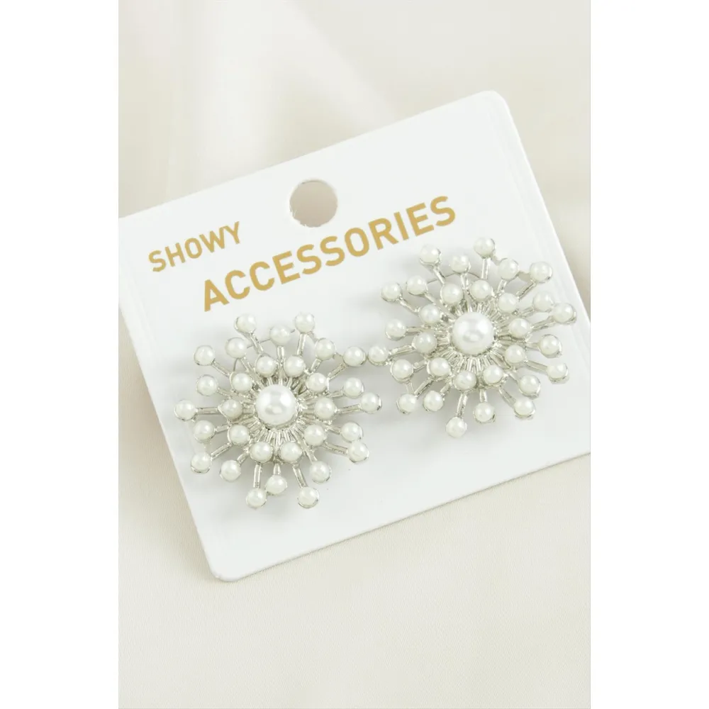 Kartanesi Trend İnci Küpe-Gümüş Rengi