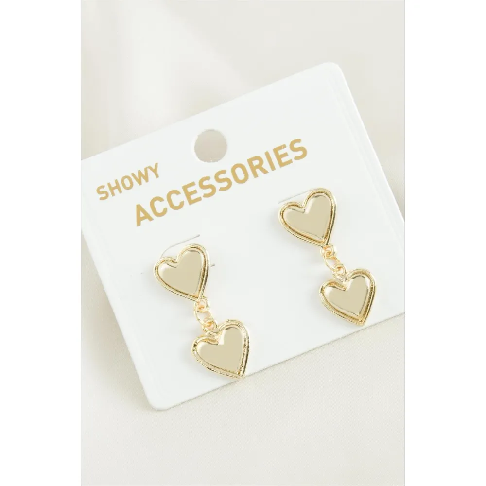 Kalp Trend Metal Küpe-Sarı