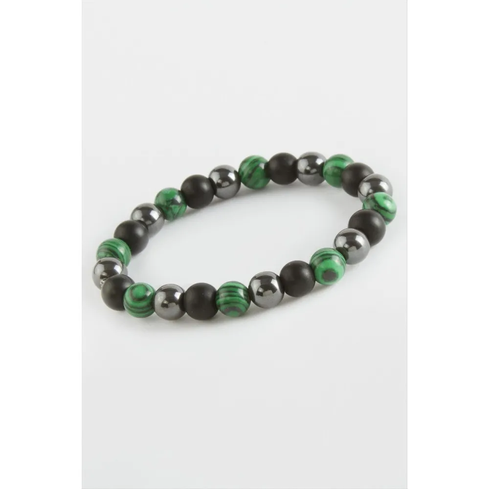 Malahit Hematit Doğaltaş Bileklik-Yeşil