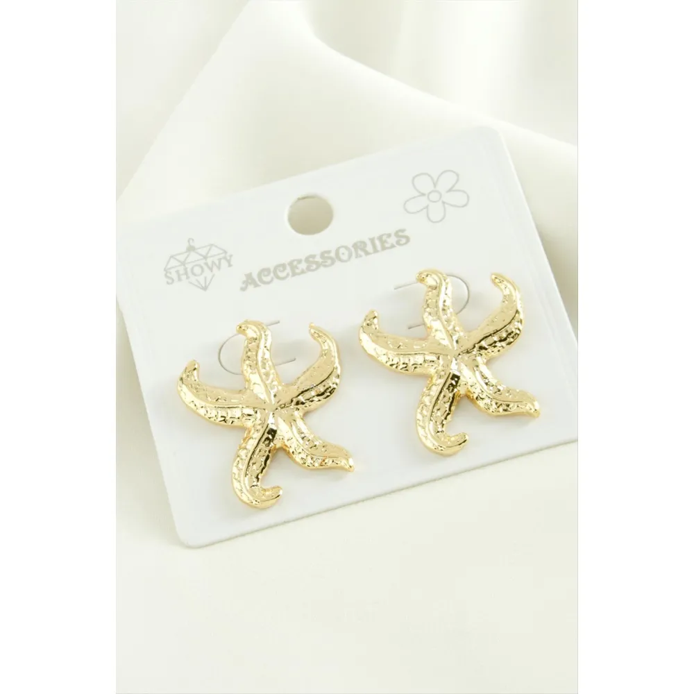 Deniz Yıldızı Trend Metal Küpe-Sarı