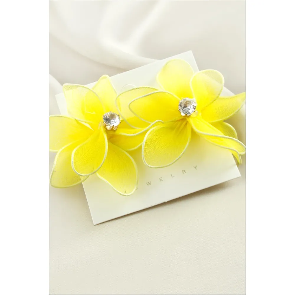 Çiçek Zr Model Küpe-Sarı