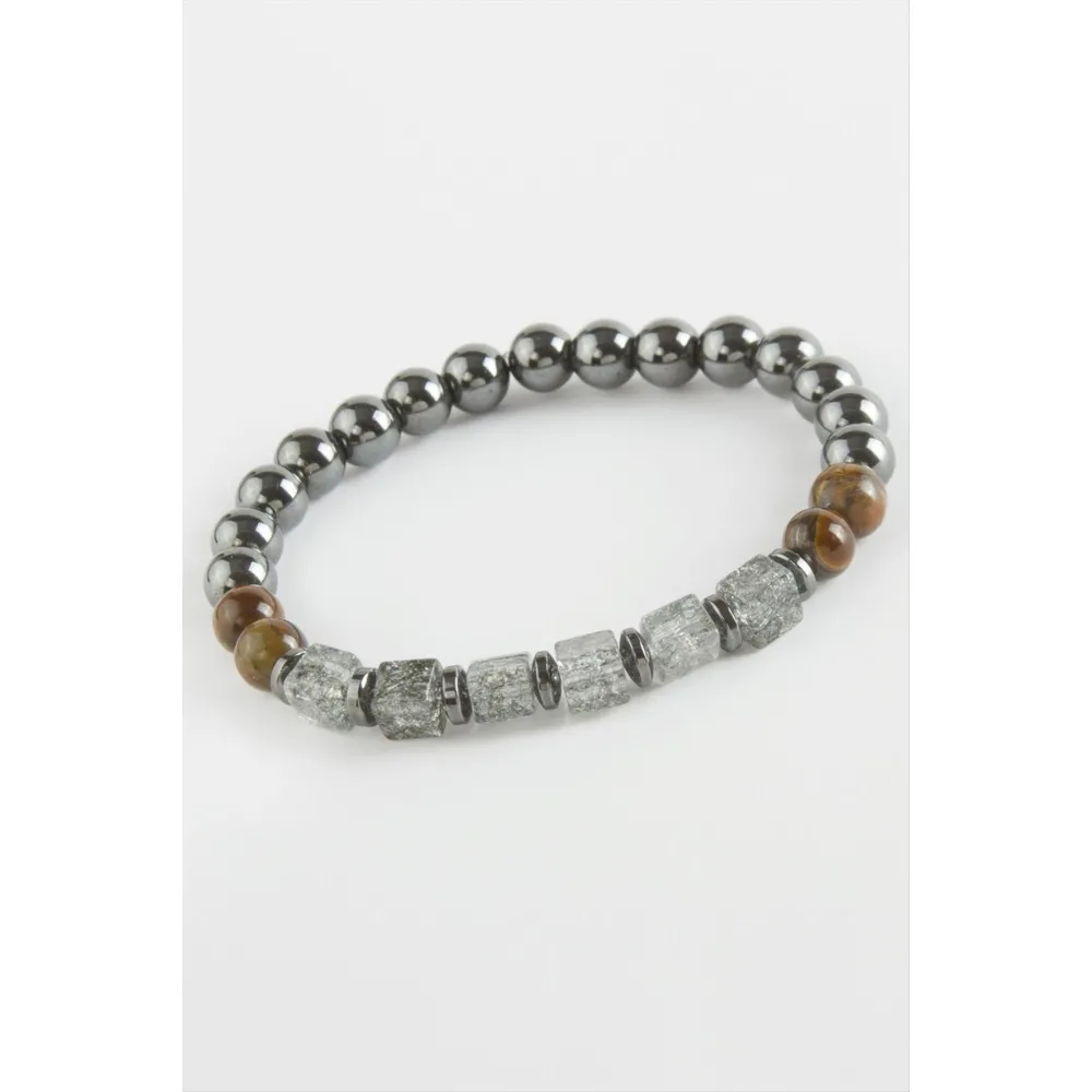 Necef Hematit  Doğaltaş Bileklik-Gri