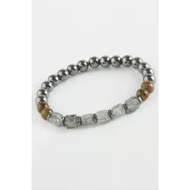 Necef Hematit  Doğaltaş Bileklik-Gri